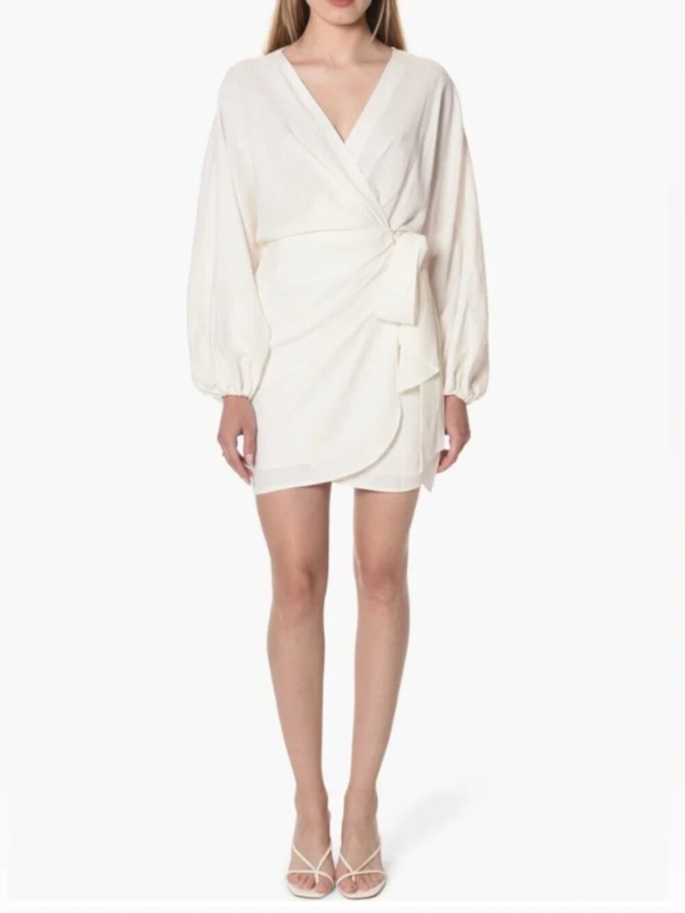 Wayf Linen Blend Wrap Dress